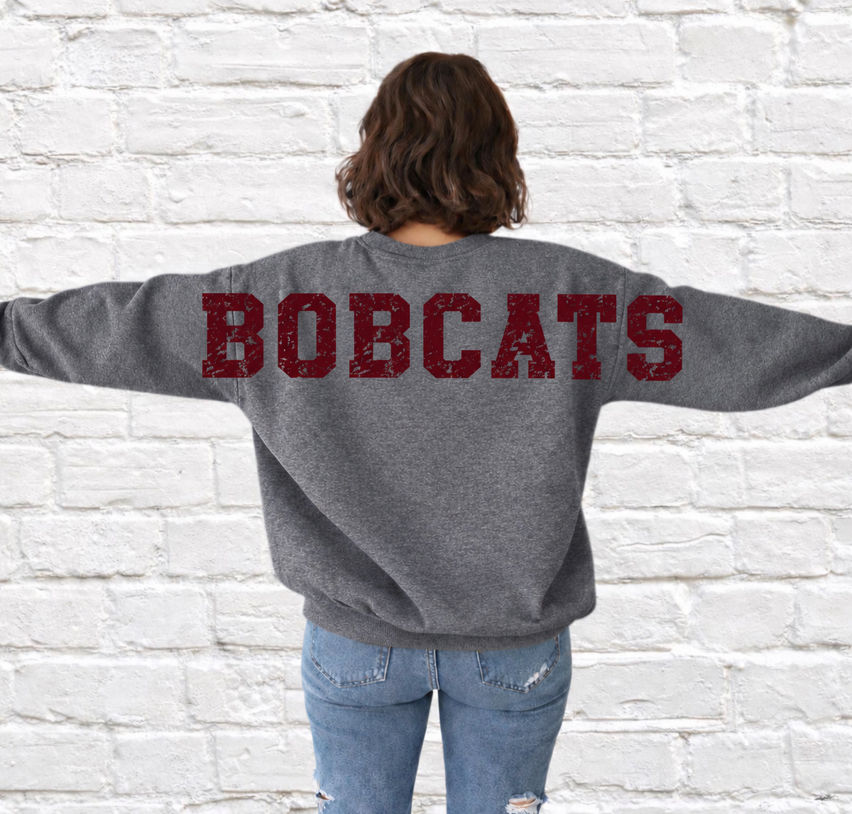 Custom Mascot Sweatshirt - Oversized Varsity Back Print