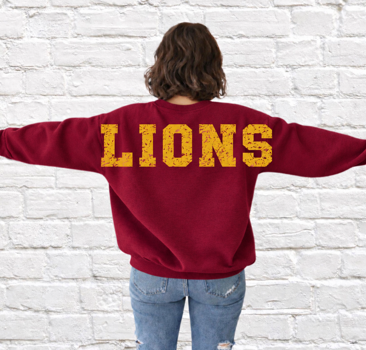 Custom Mascot Sweatshirt - Oversized Varsity Back Print