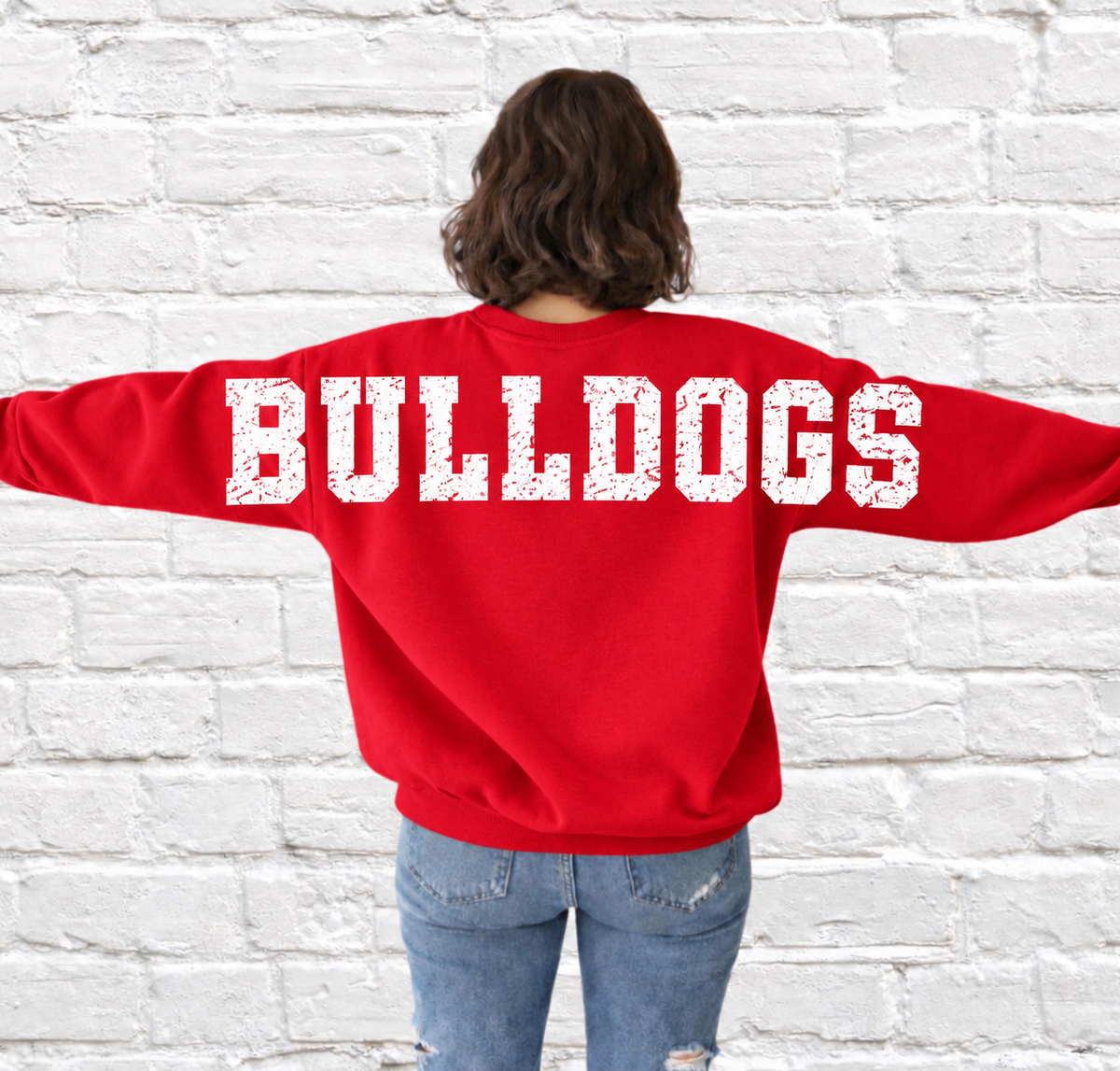 Custom Mascot Sweatshirt - Oversized Varsity Back Print