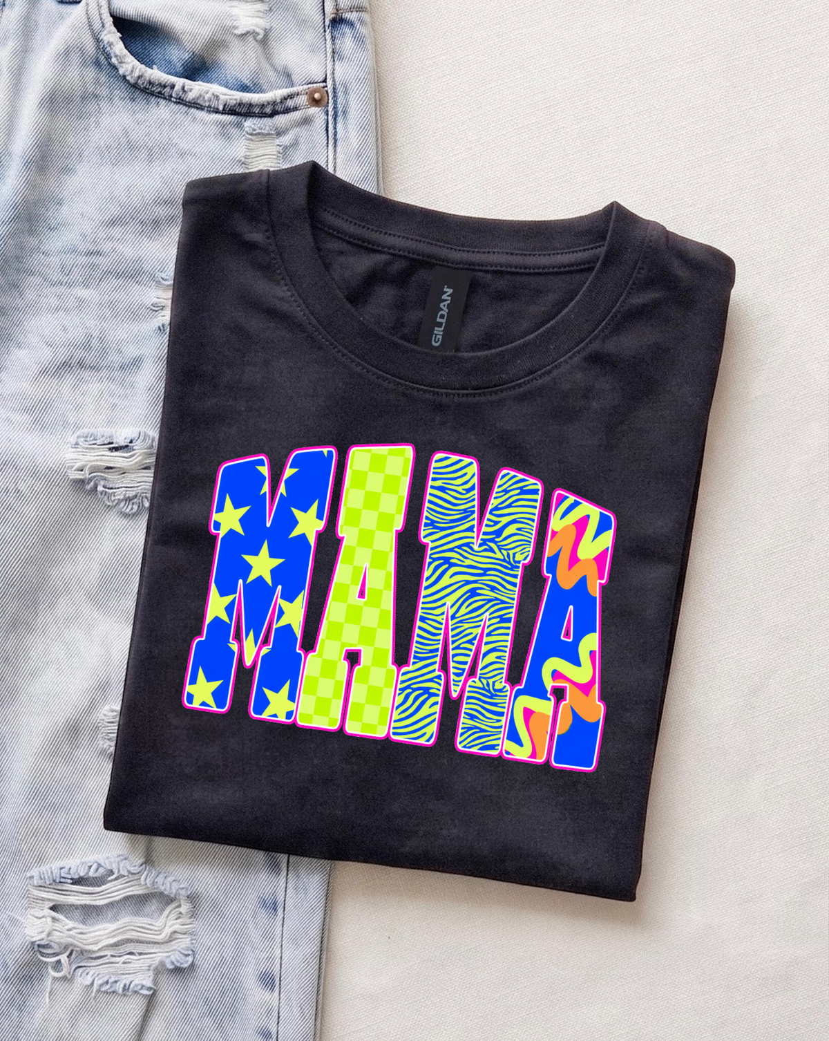 Mama Graphic T-Shirts & Crewneck Sweatshirts | Retro, Checkered, Floral, & Leopard Print, Gift for Mom