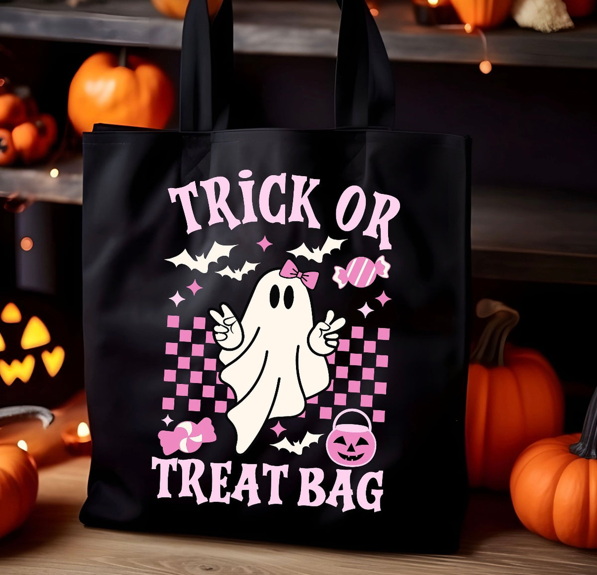 Custom Halloween Trick or Treat Bags - Choose Design & Bag Color