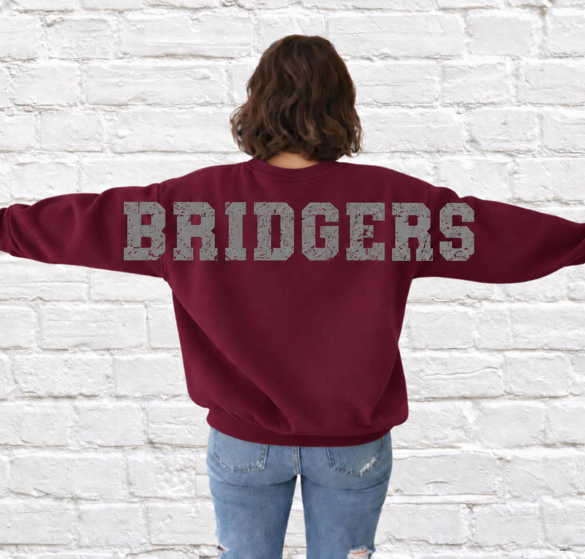 Custom Mascot Sweatshirt - Oversized Varsity Back Print
