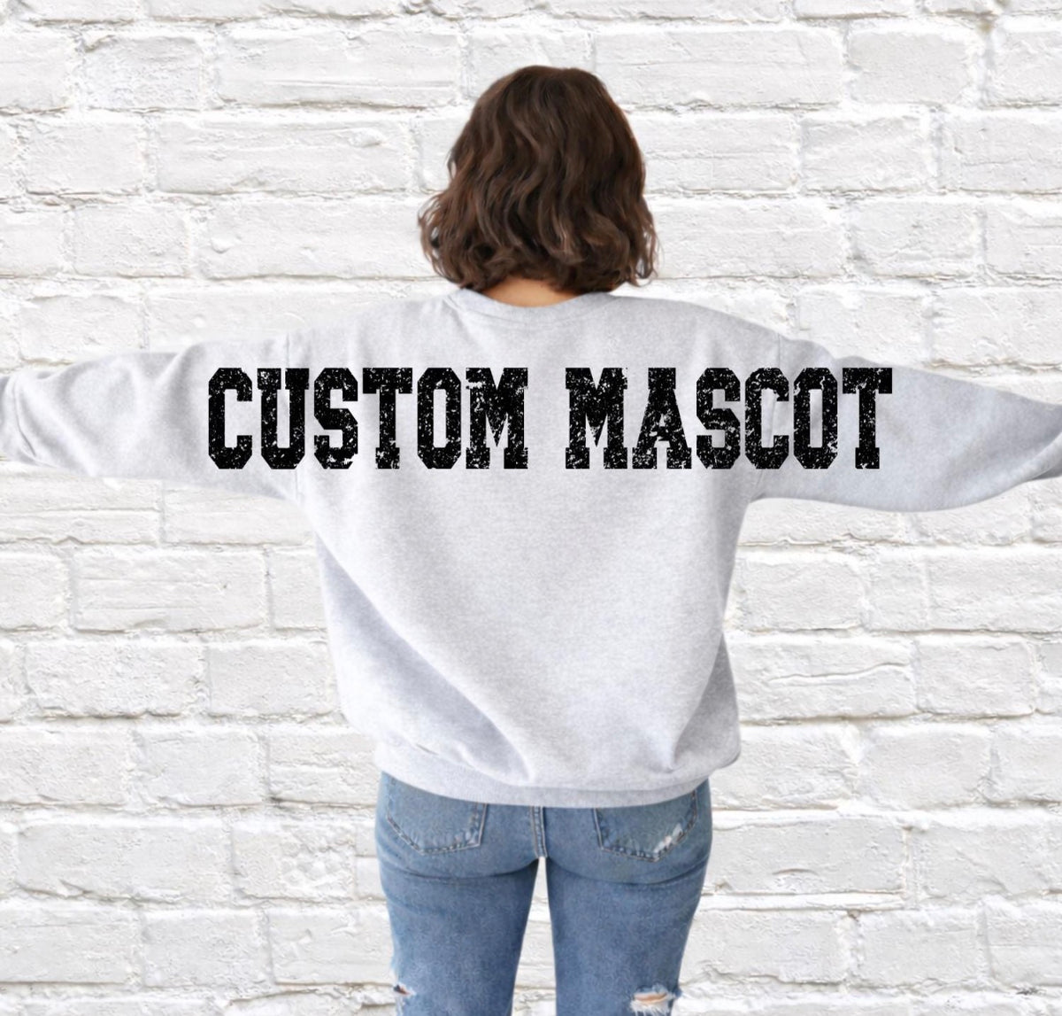Custom Mascot Sweatshirt - Oversized Varsity Back Print